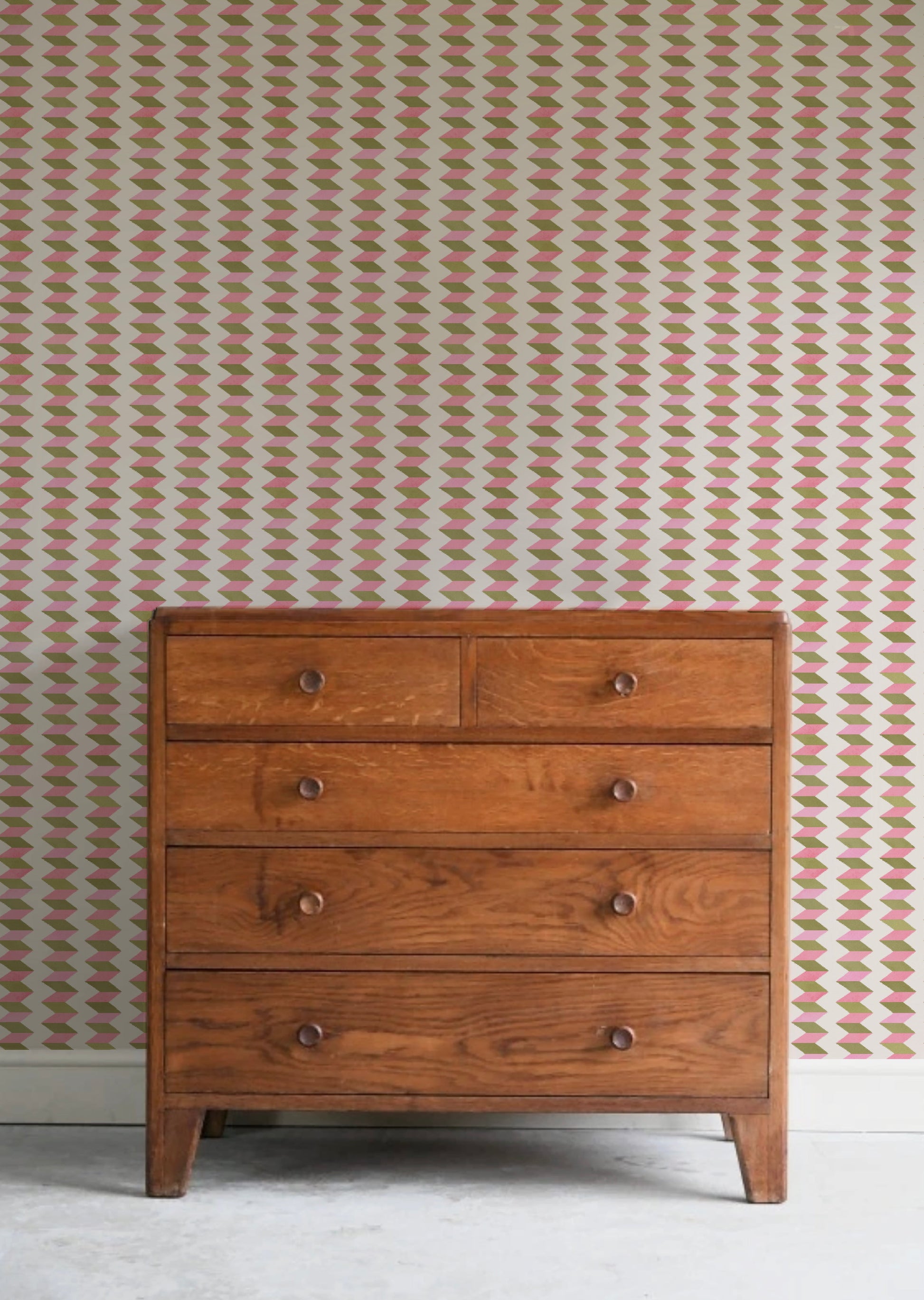 Stripe Jardin Rose Wallpaper