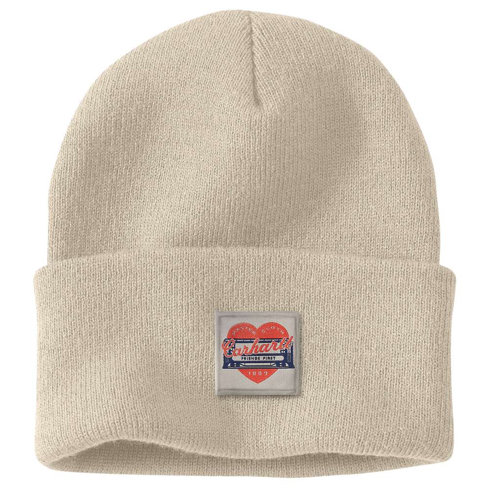 Heart Patch Rib Knit Beanie