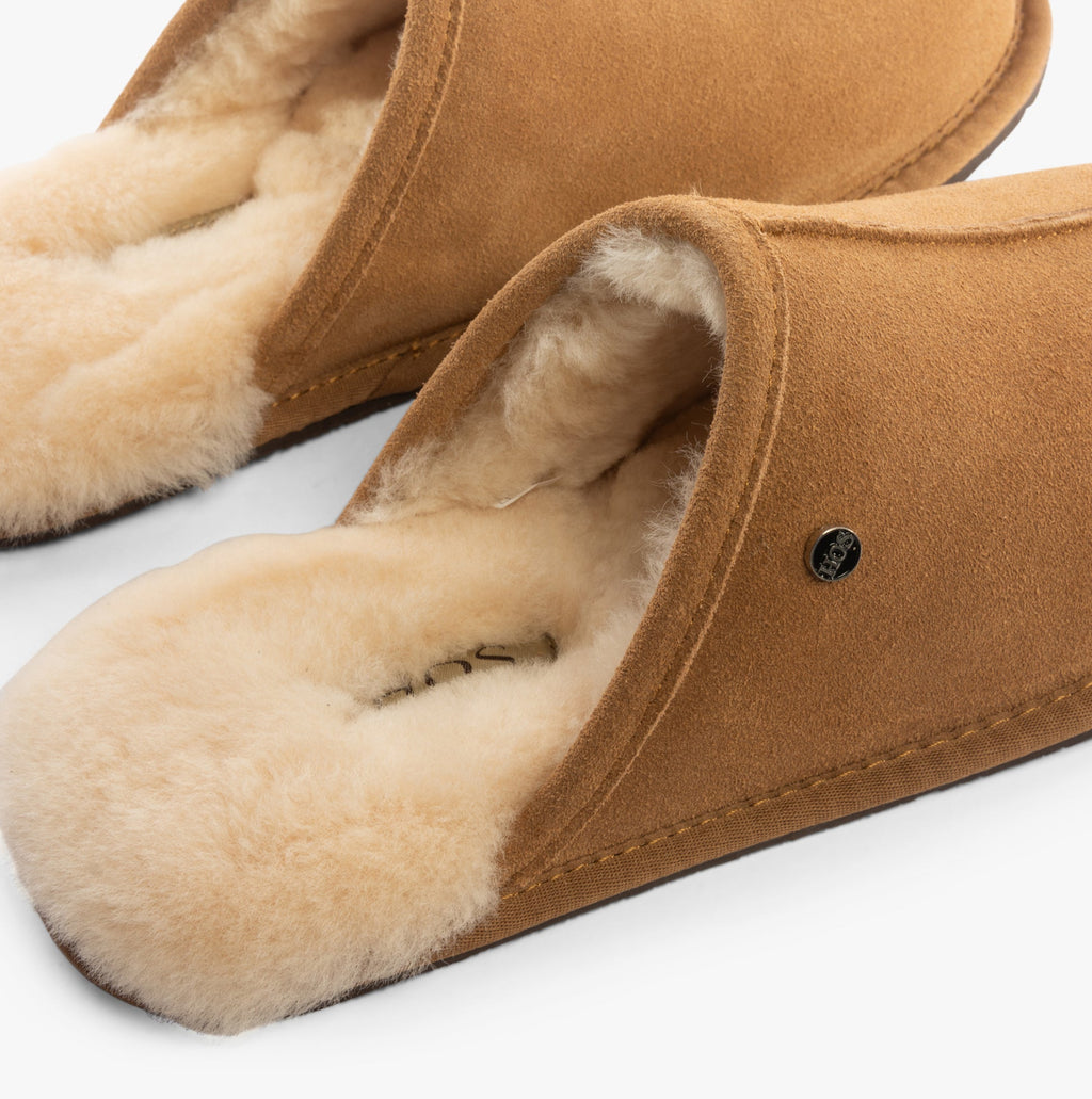 Sheepskin Mens Slippers Chestnut