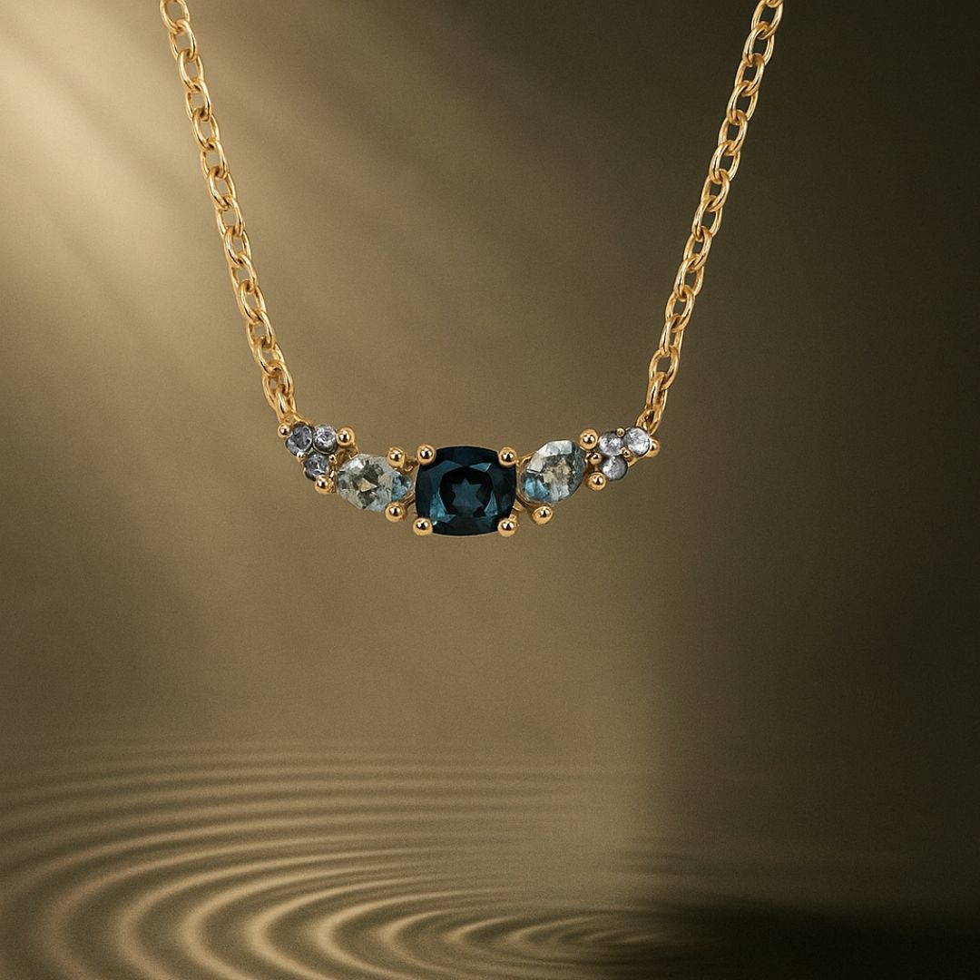 Topaz Cluster Gold Necklace Zaria