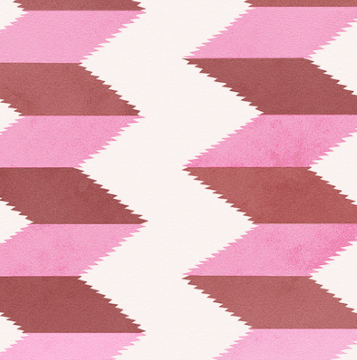 Escher Stripe Wallpaper in Empress Rose