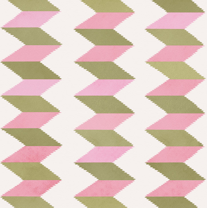 Escher Stripe Jardin Rose Fabric
