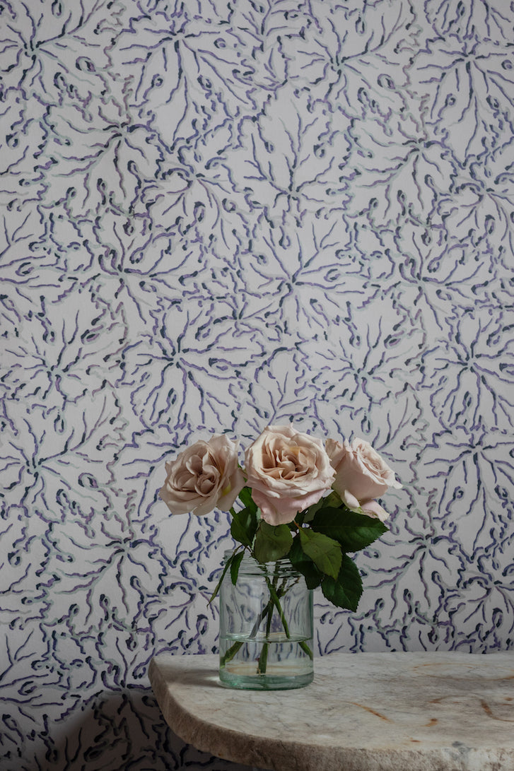 Ethereal Leaves Wallpaper in Misty