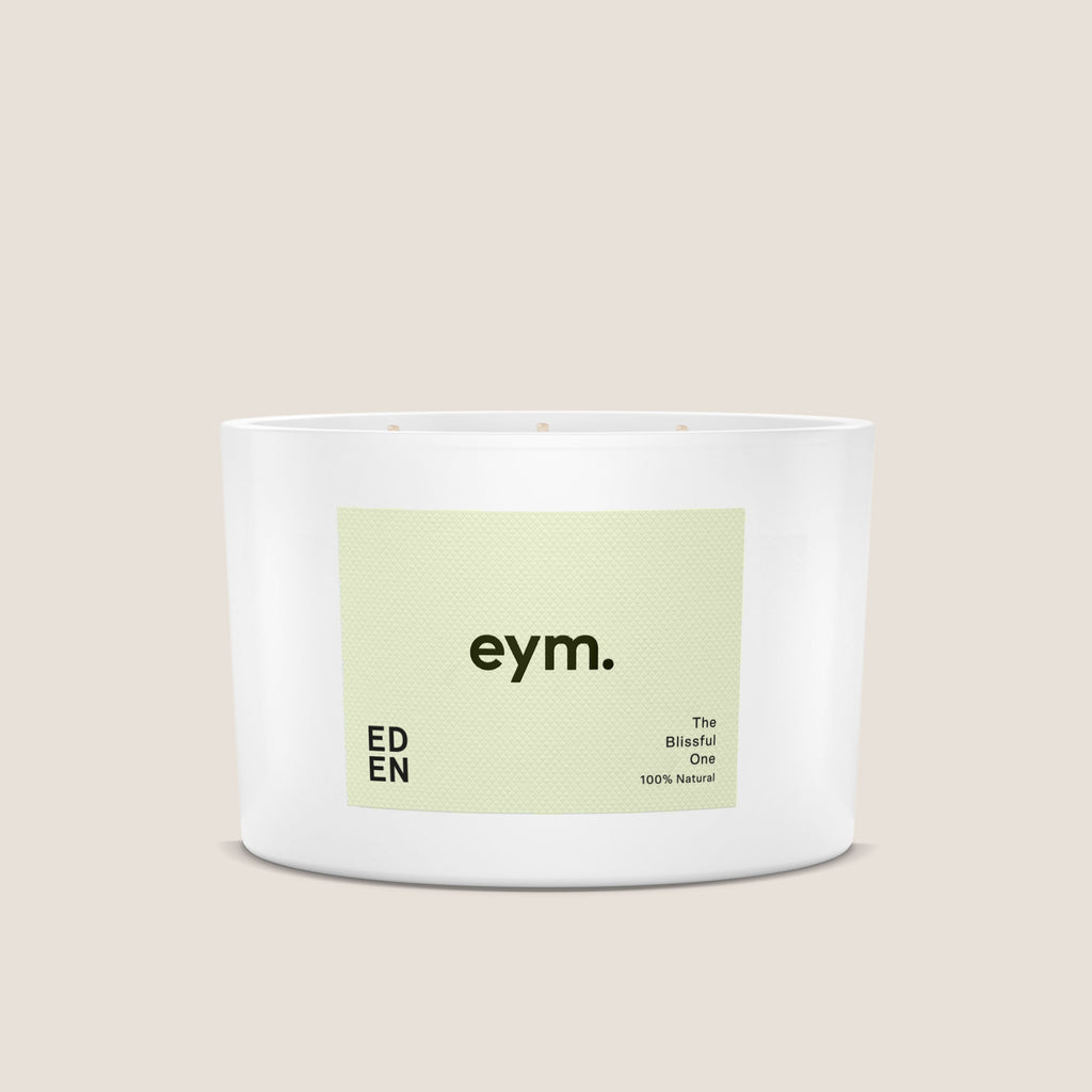 Three Wick Natural Candle with Cedarwood and Violet Leaf