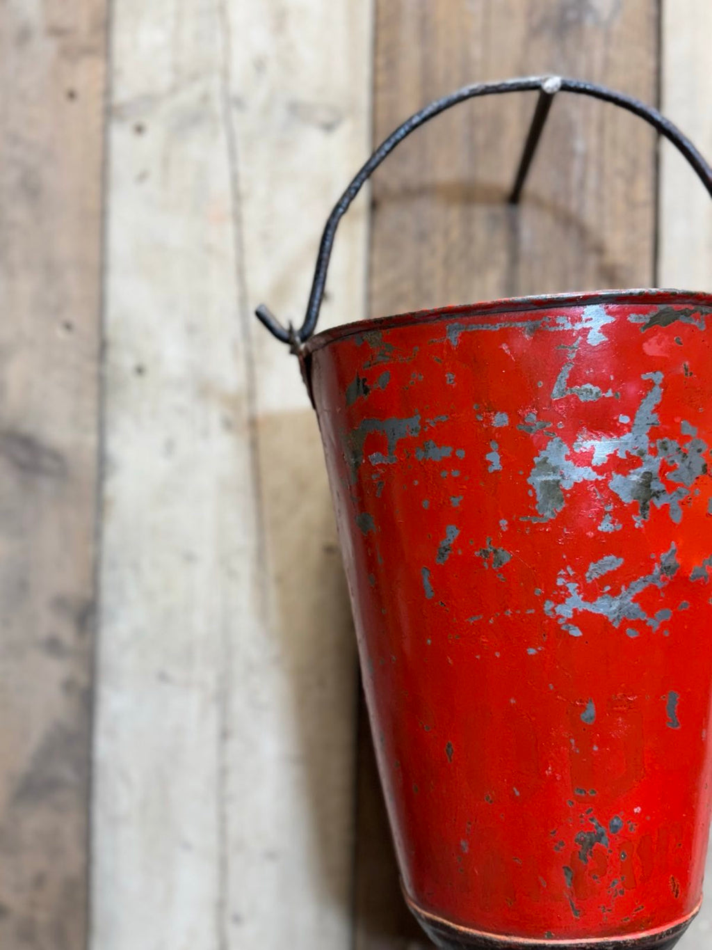 Vintage Galvanised Hanging Fire Bucket Plant Pot