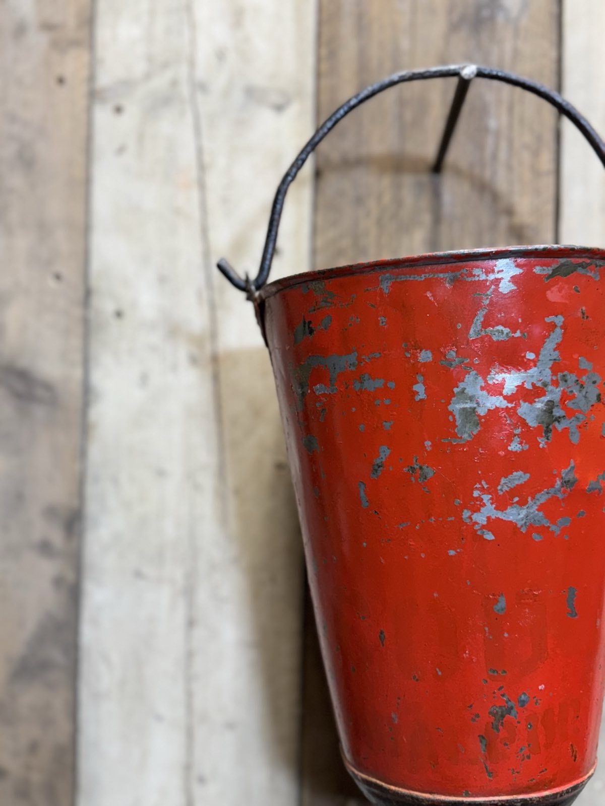 Vintage Galvanised Hanging Fire Bucket Plant Pot