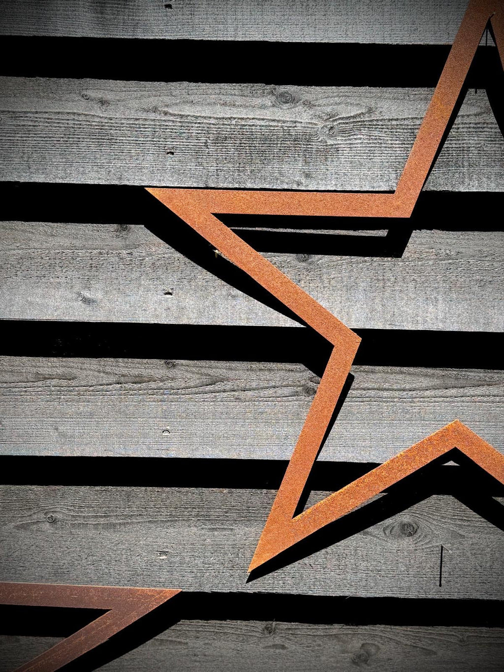 Set of 3 Large Rusty Metal Barn Stars