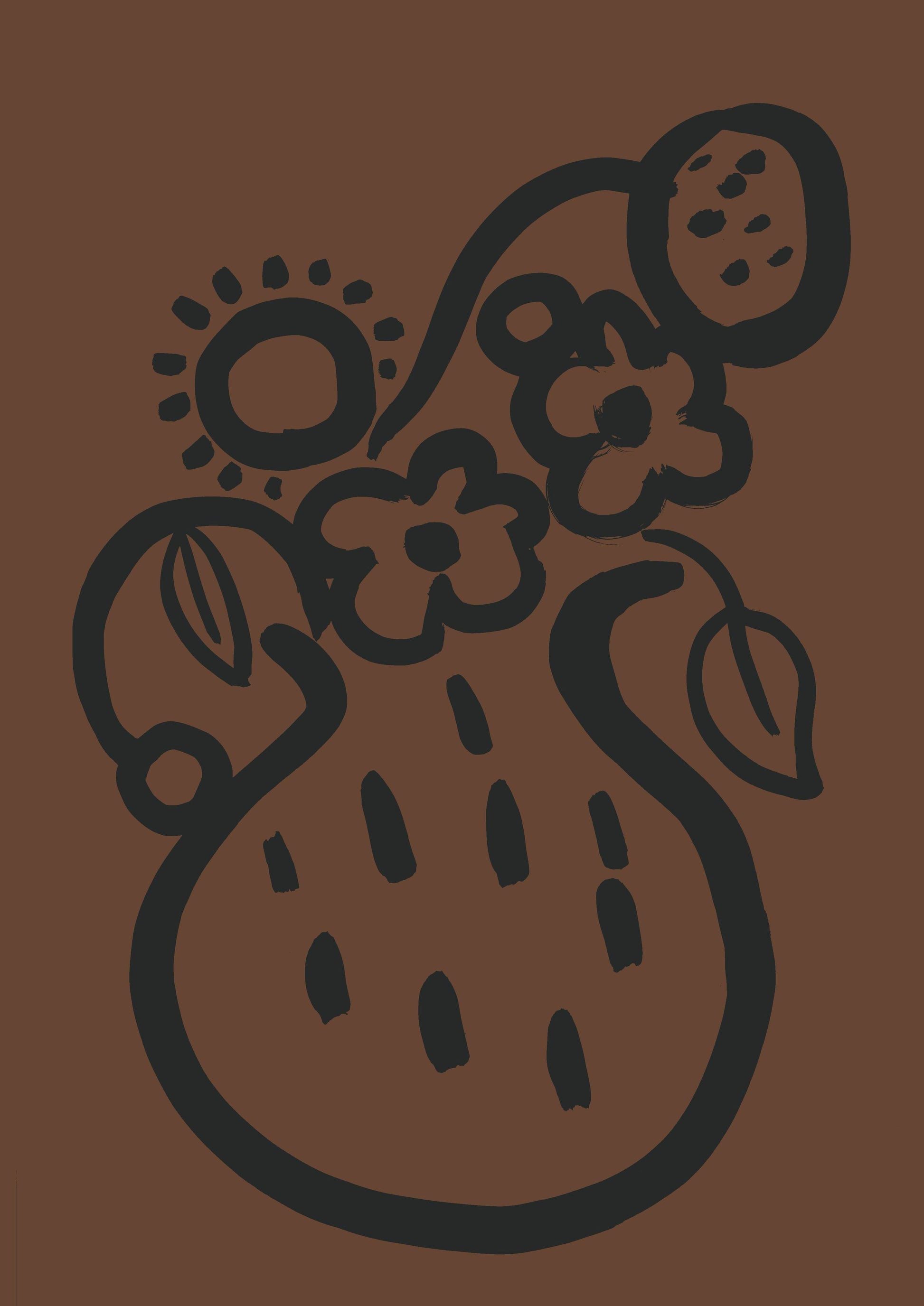 Vase Print Chocolate and Black