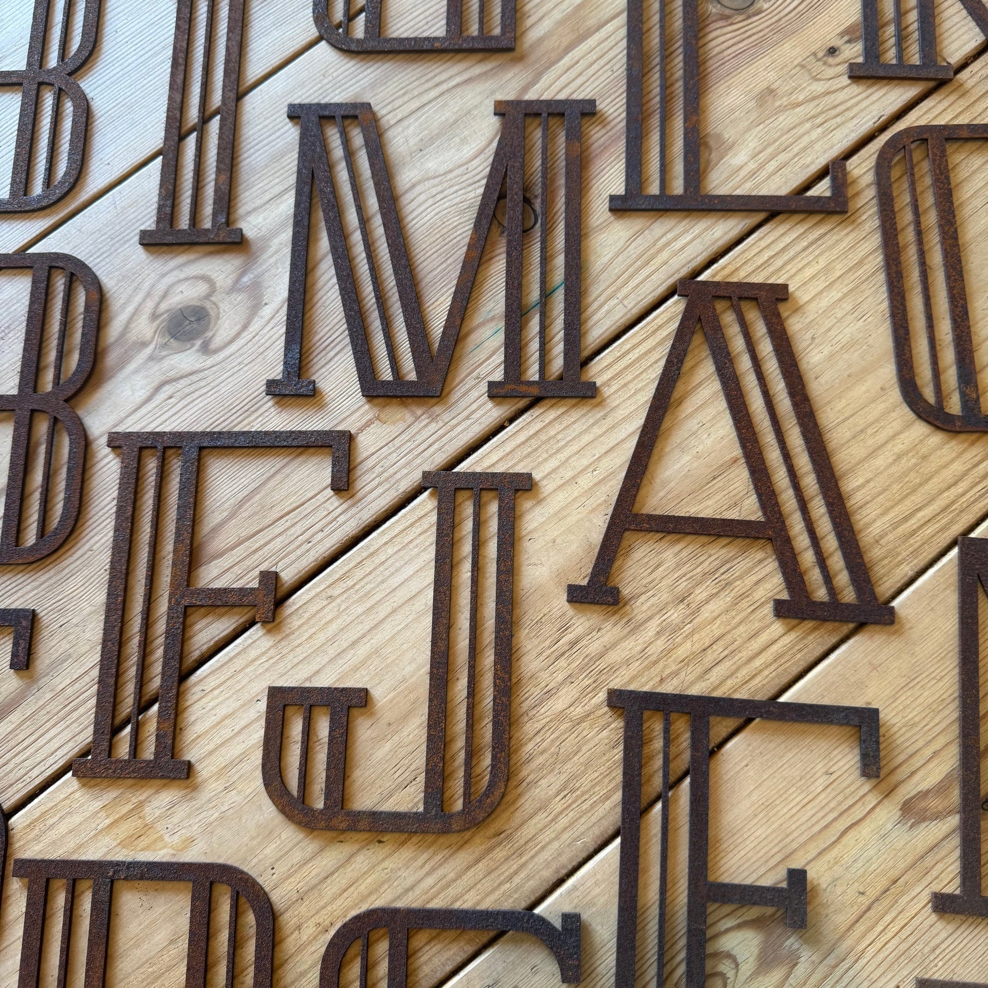 Rusty Metal Art Deco Lettering A-Z 0-9 in 5 inch or 12 inch