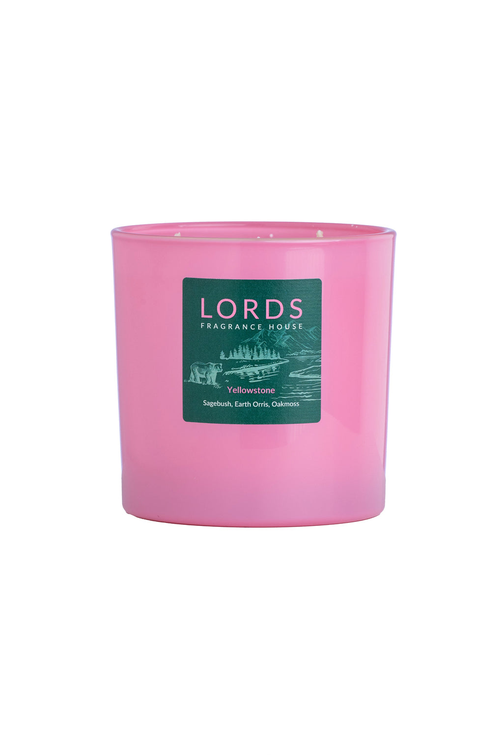 Yellowstone Three Wick Candle in Pink or Green Glass