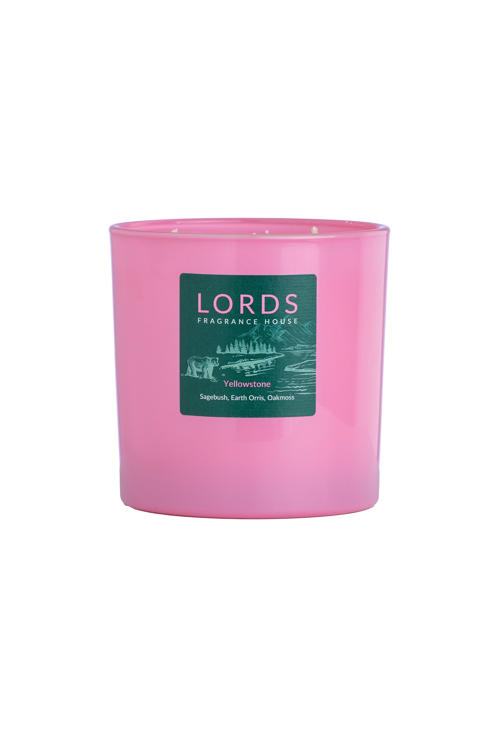 Yellowstone Three Wick Candle in Pink or Green Glass