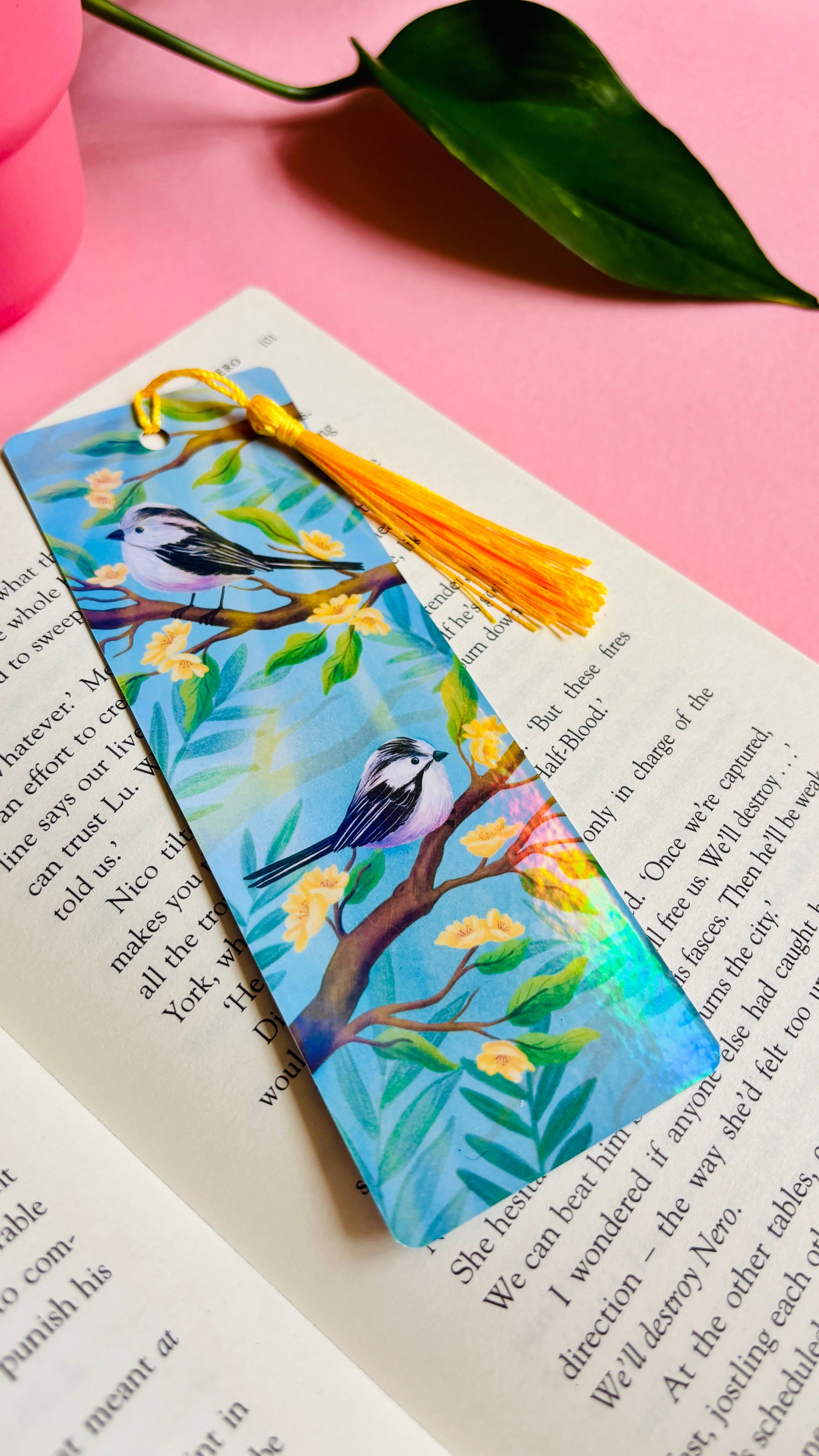 Long Tailed Tits Holographic Bookmark