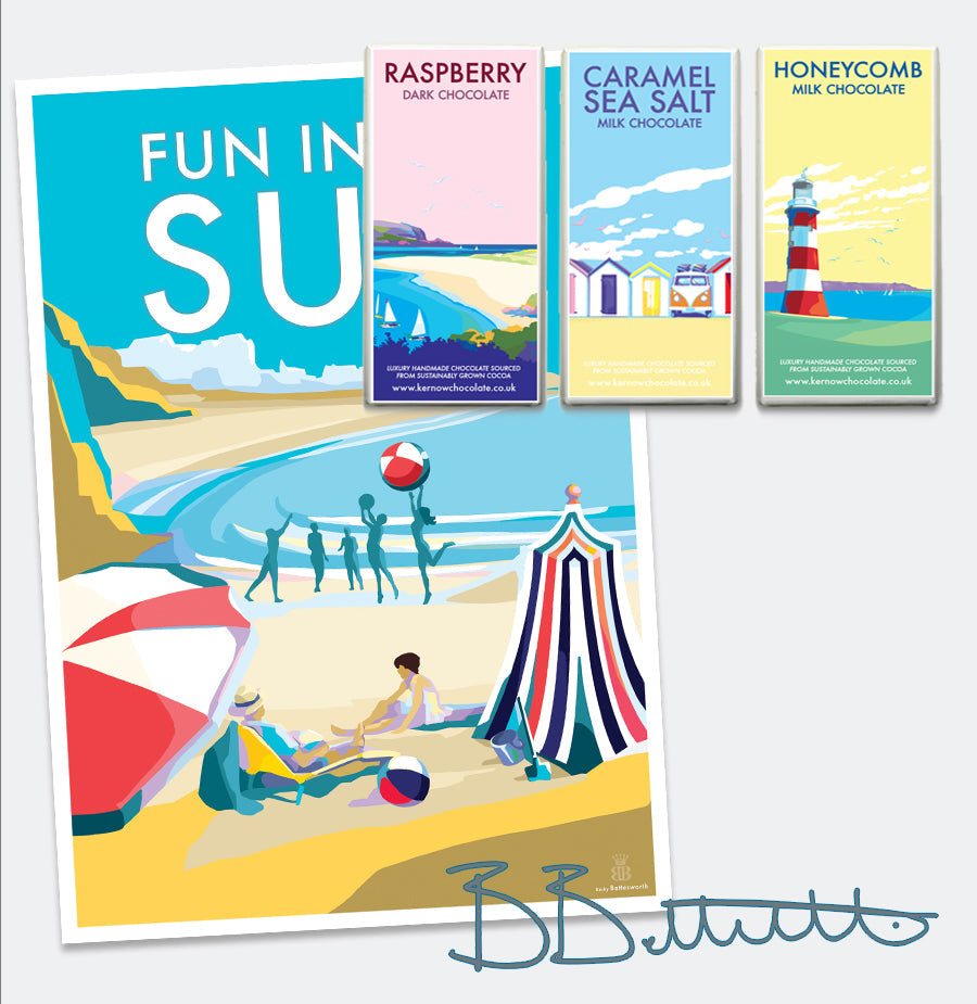 Fun in the Sun Vintage Seaside Print