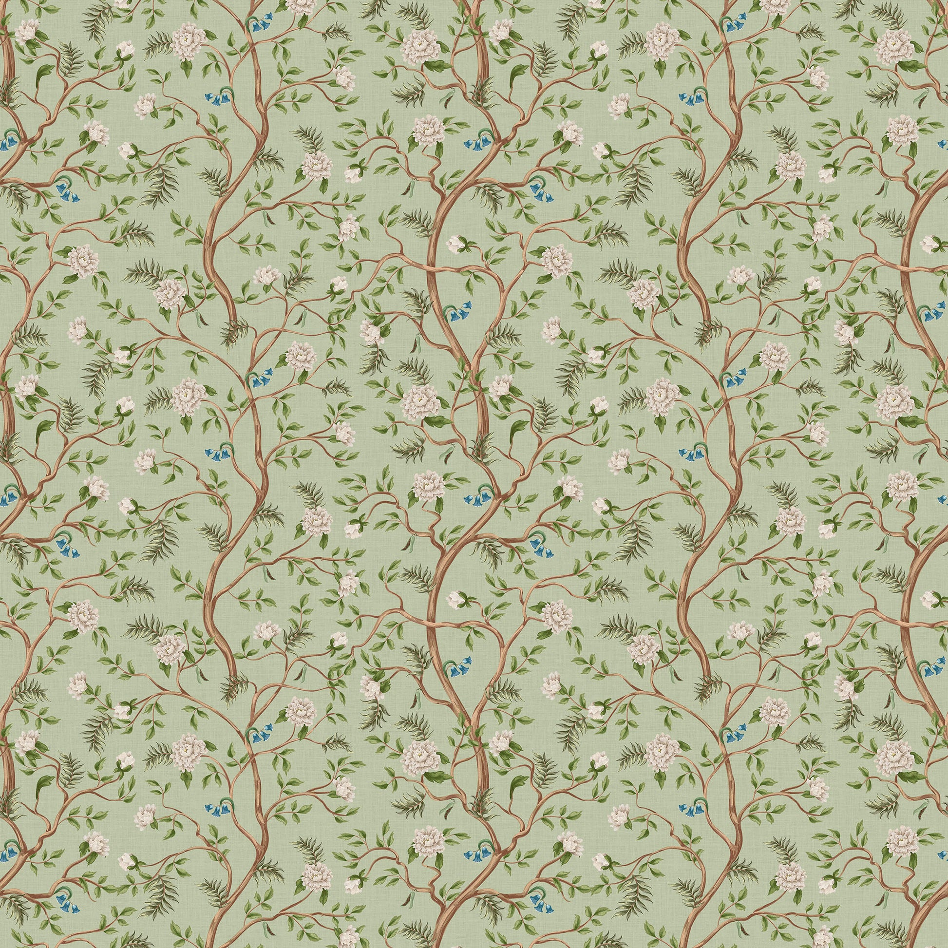 Asian Tree Wallpaper with Blue Birds
