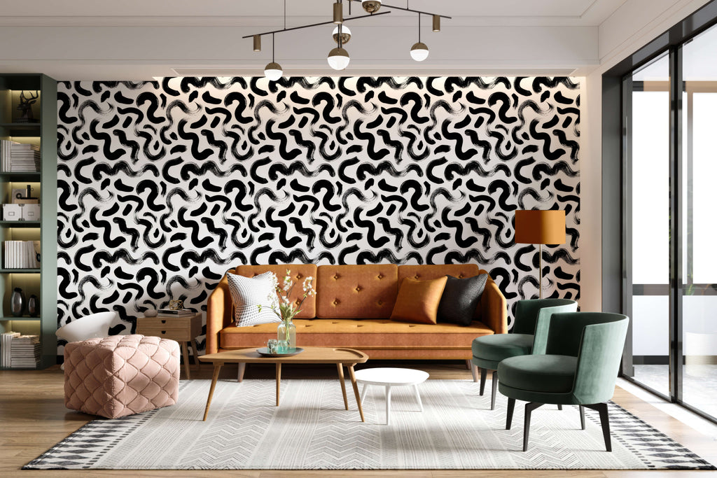 Black and White Brushstroke Wallpaper