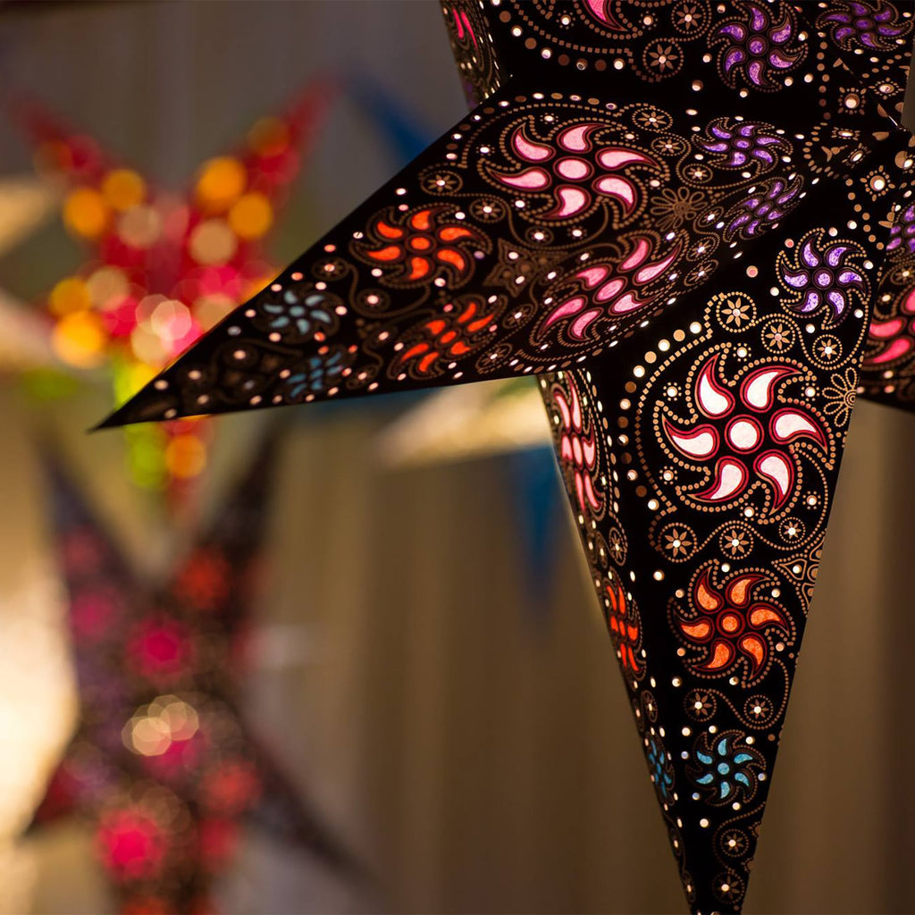 Firework Black Star Lantern Multi