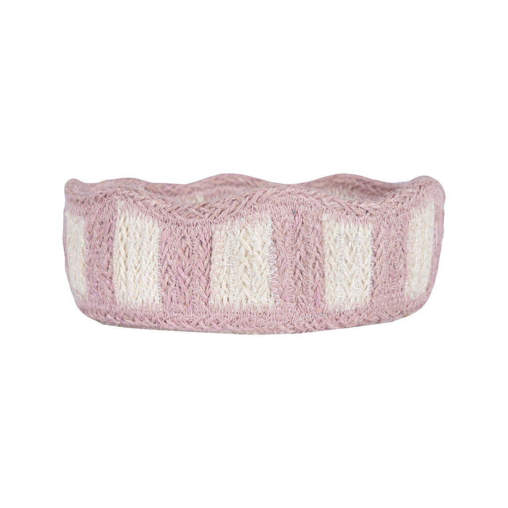 Stripy Scalloped Mini Basket - Dusty Pink