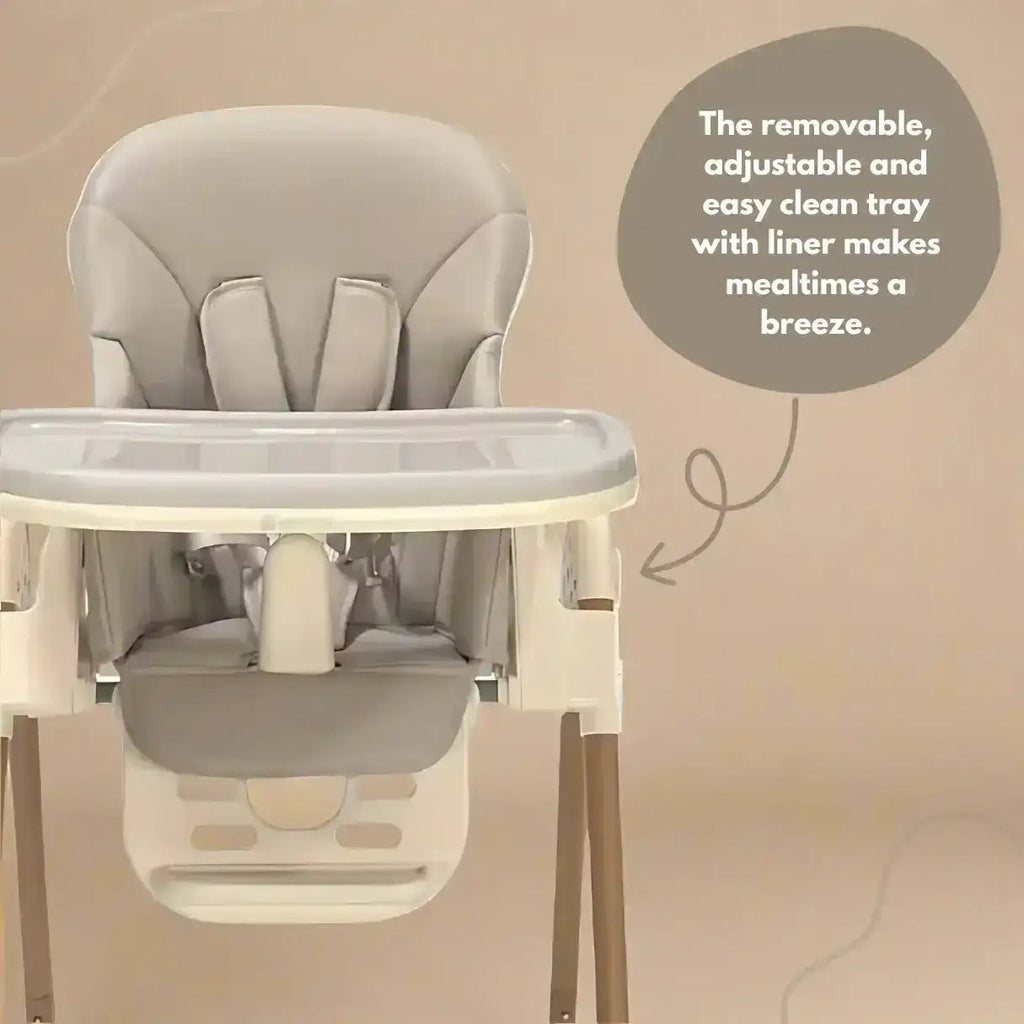 Beige Baby and Toddler Highchair with Adjustable Height