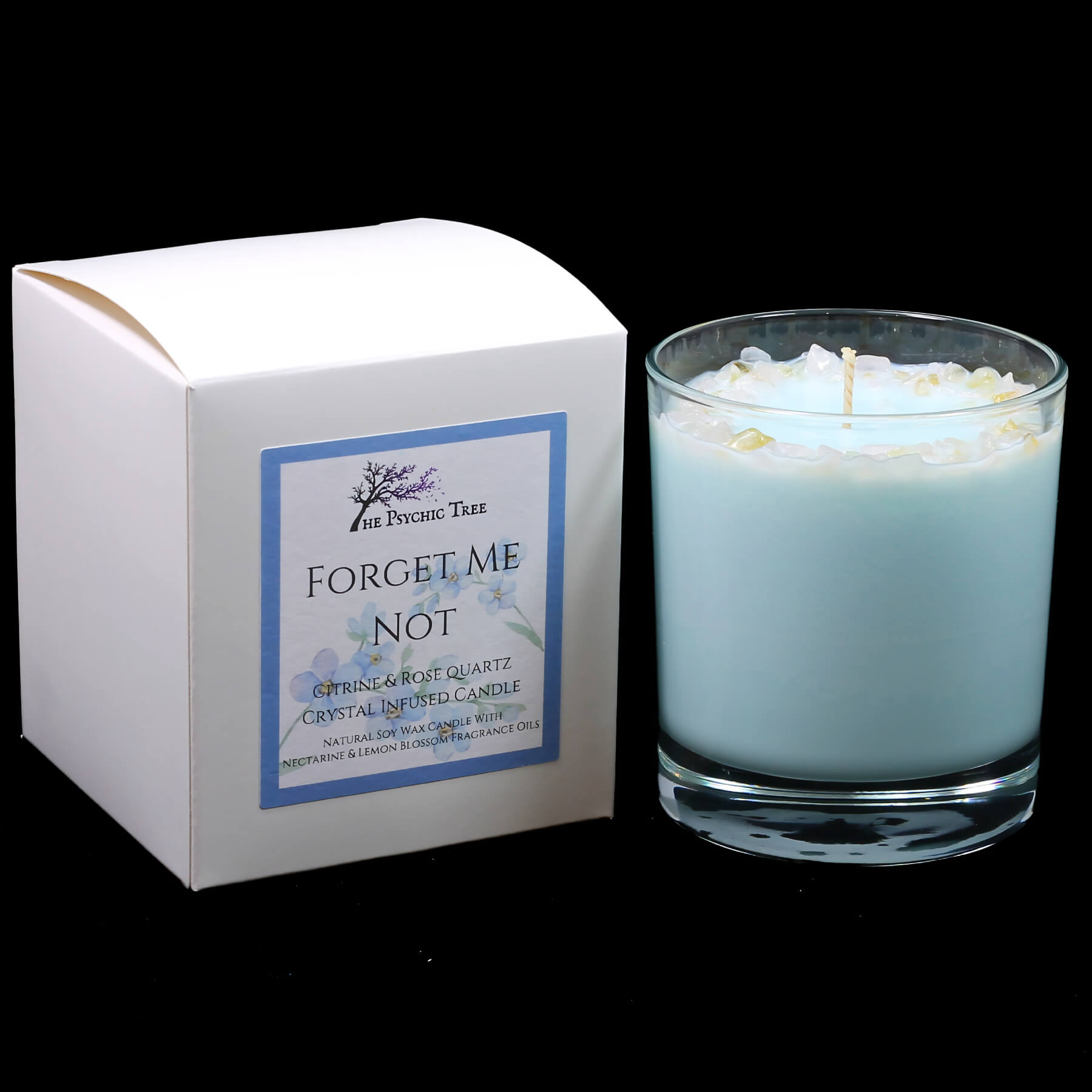 Forget Me Not Crystal Infused Scented Candle