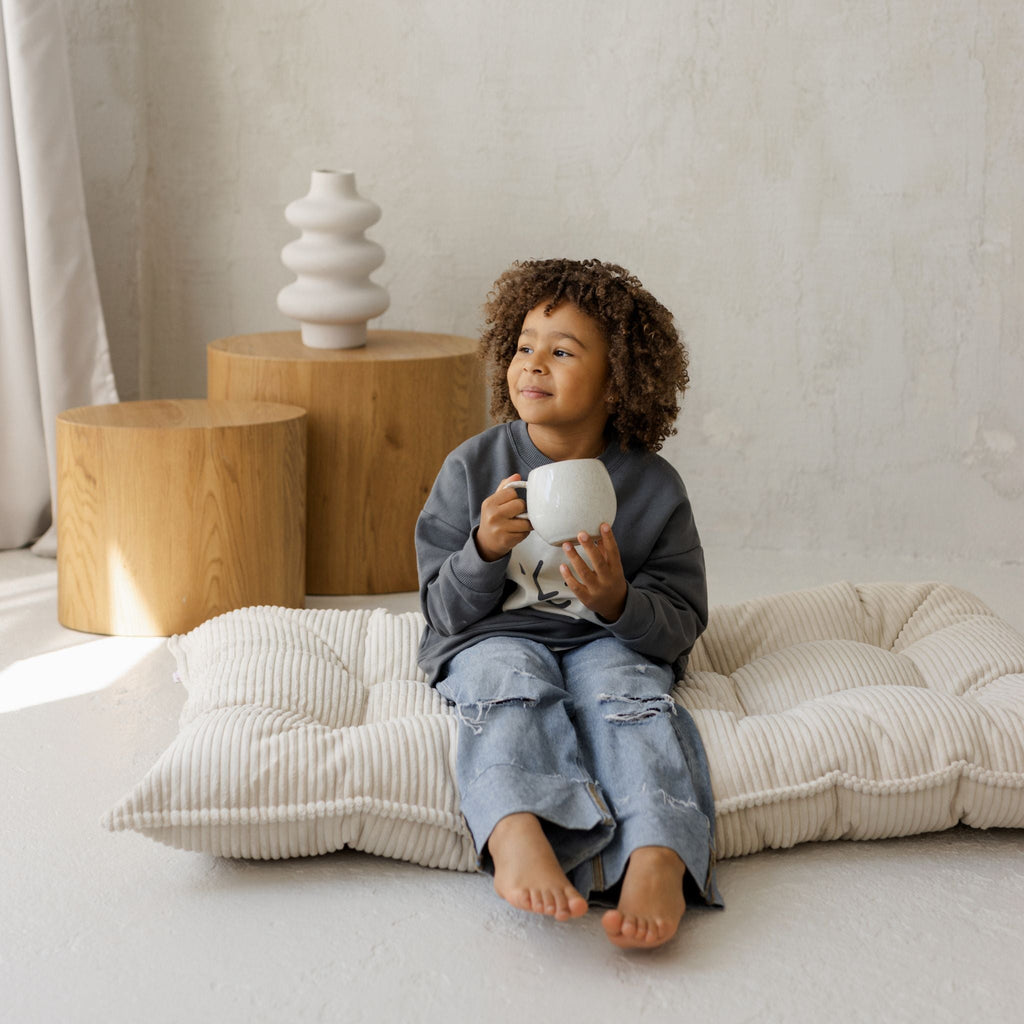 Tufted Corduroy Floor Cushion in French Style