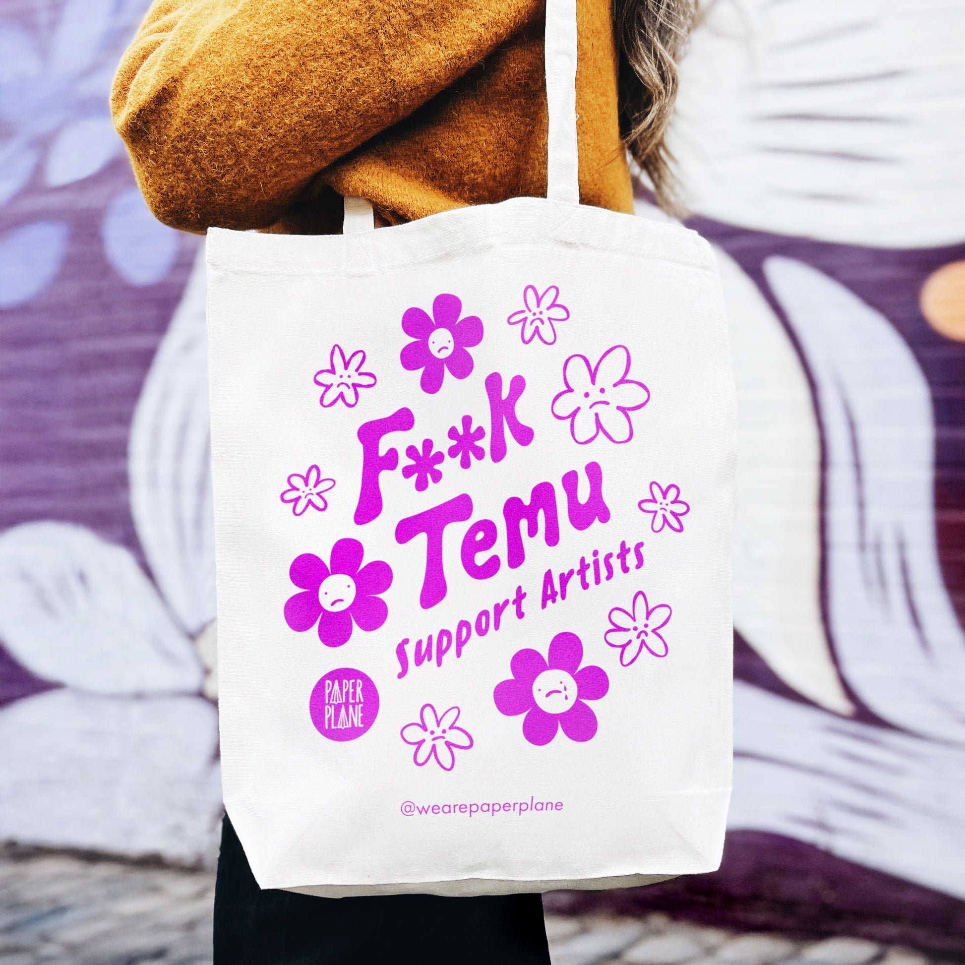 Natural Canvas Tote Bag with Artist Support Message