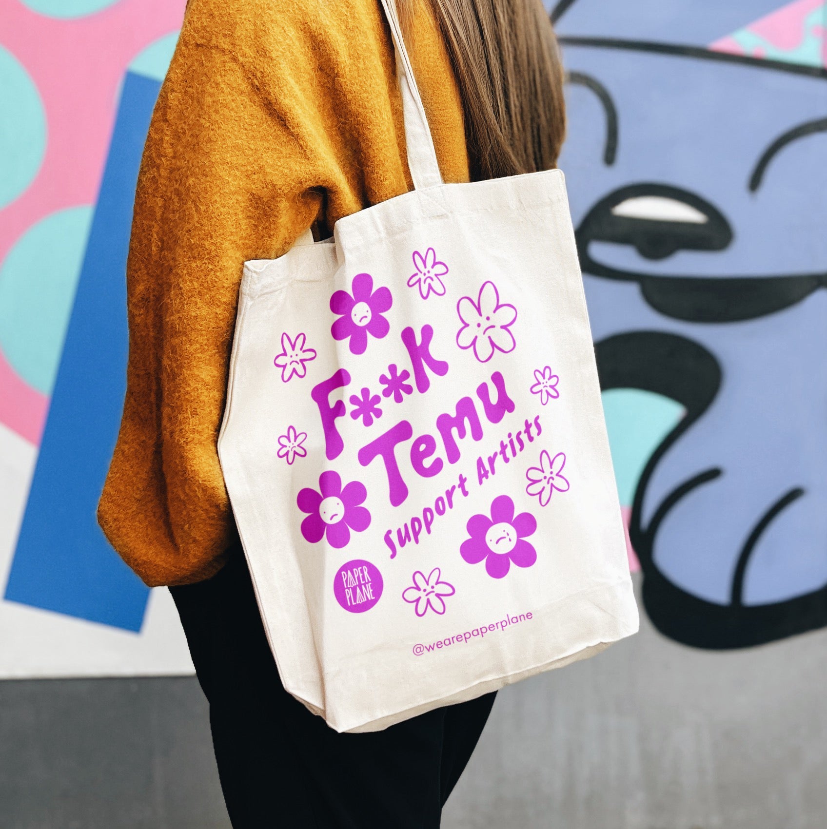Natural Canvas Tote Bag with Artist Support Message