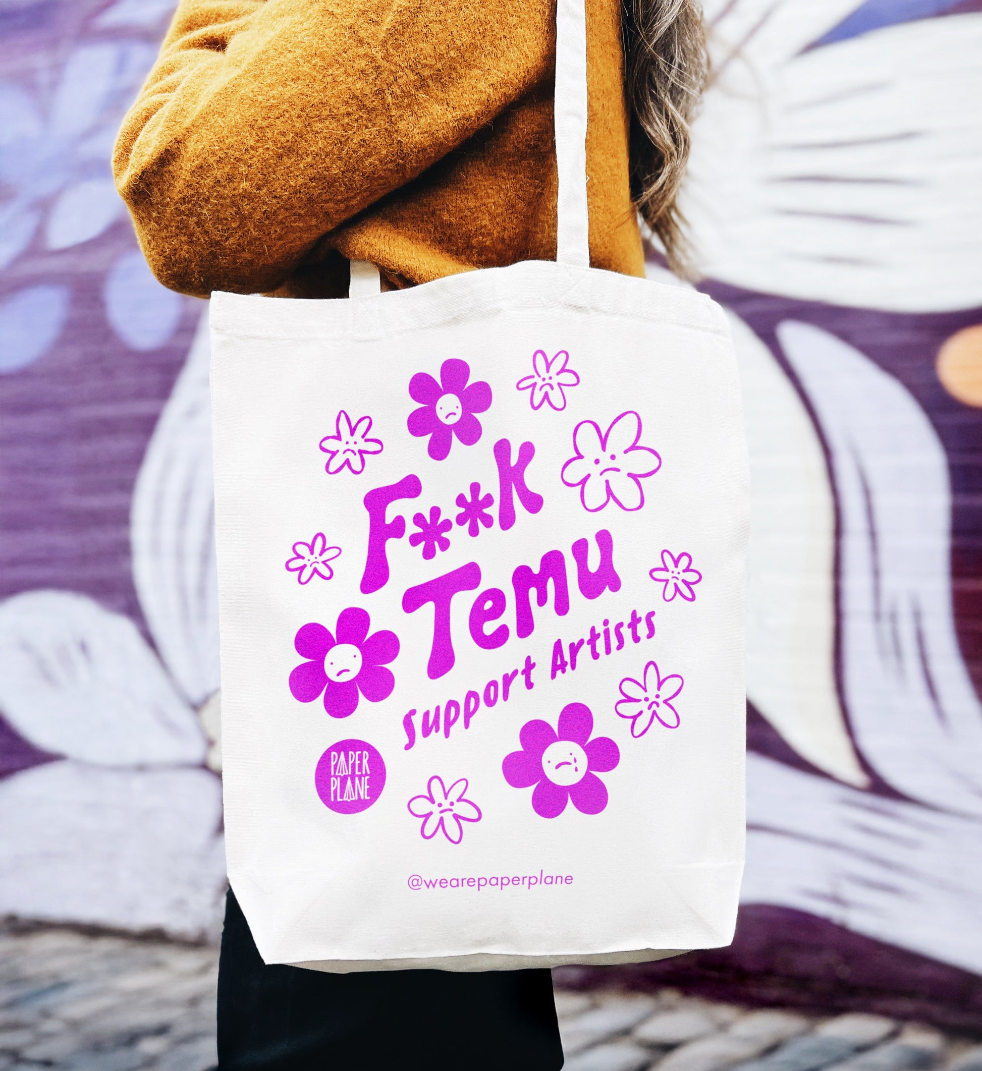 Natural Canvas Tote Bag with Artist Support Message