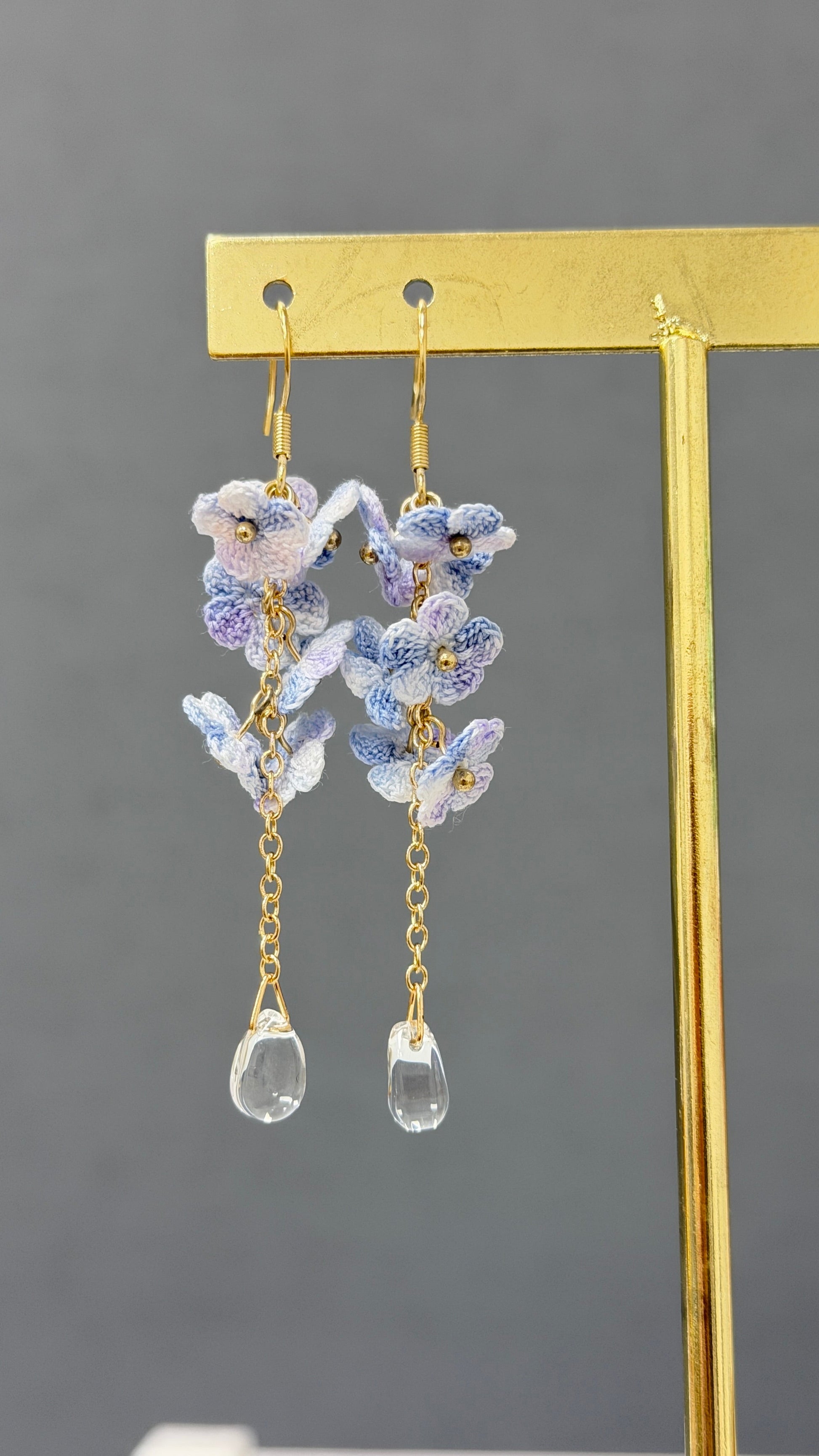 Forget Me Not Micro Crochet Earring Danglers in Gold