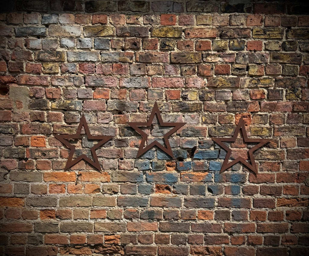 Set of 3 Rusty Metal Stars for Home and Garden