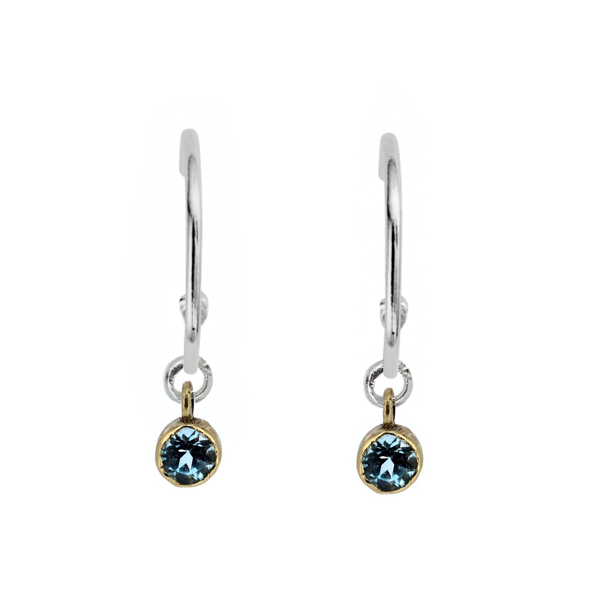 Aquamarine and Gold Hoop Earrings