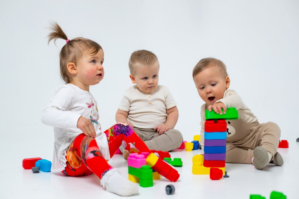 bold and confident display of a vibrant 42-piece soft blocks set for creative toddlers