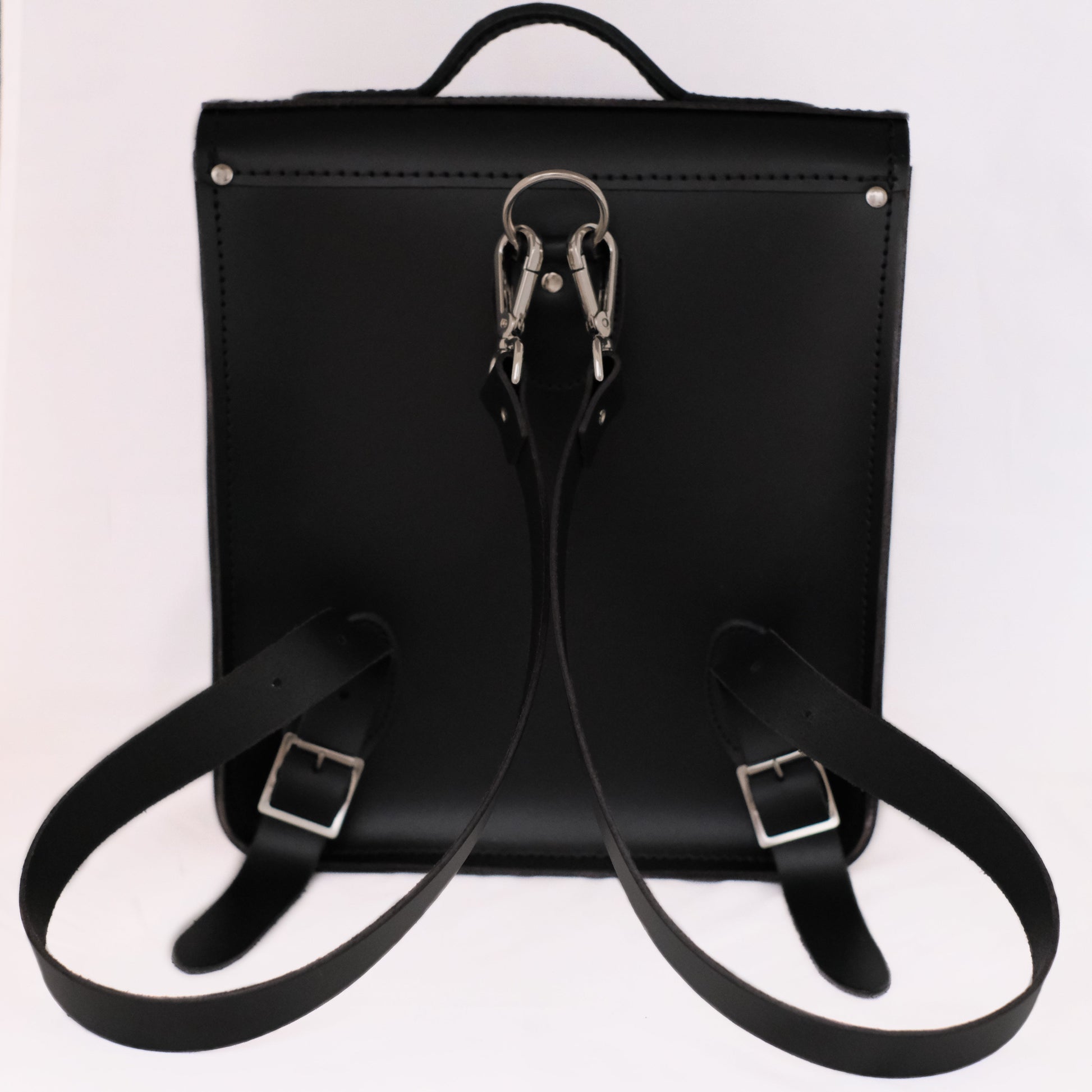 Handmade Leather City Backpack in Black Gothic Studded