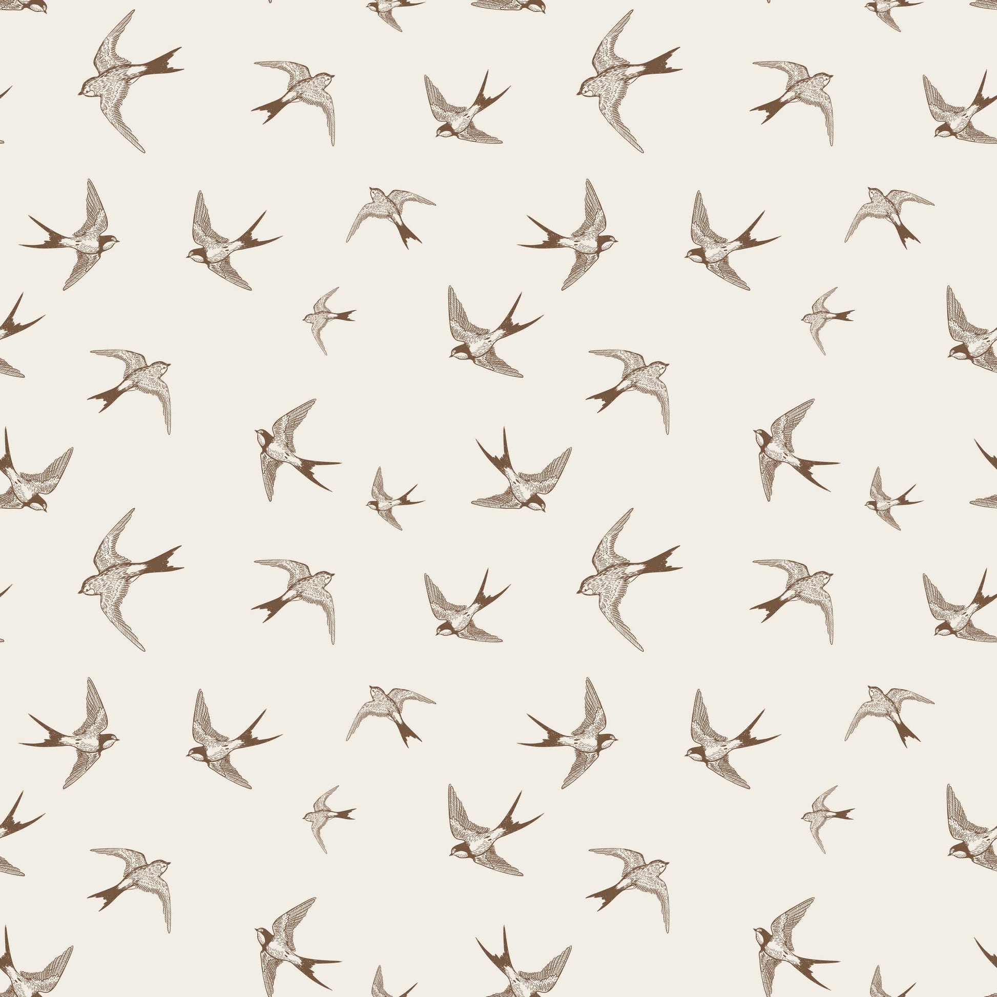 Swallow Wallpaper in Soft Brown