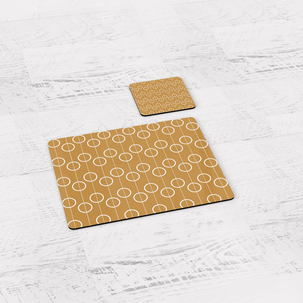 Gold Retro Geometric Circles Placemats Set of 4 or 6