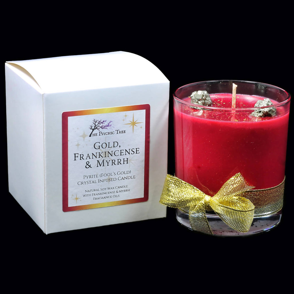 Gold Frankincense and Myrrh Crystal Infused Scented Candle
