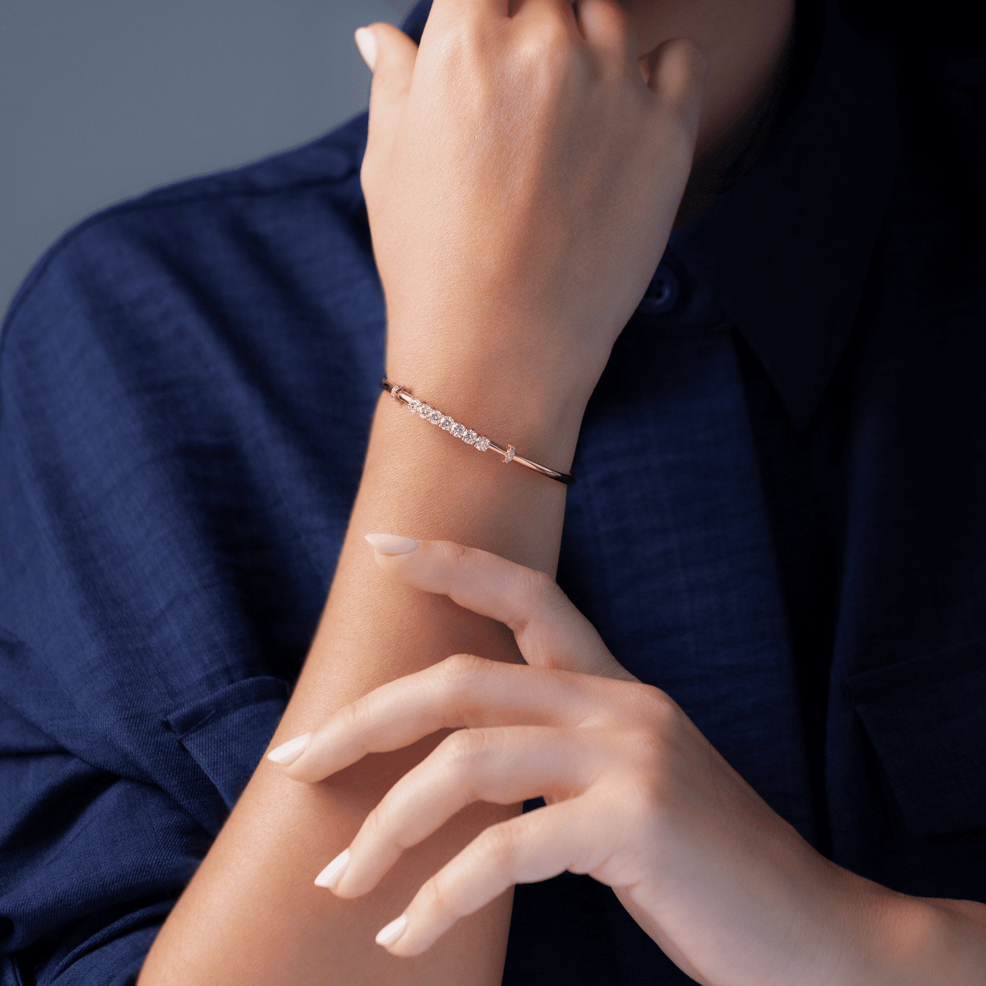 Ballet Bracelet in Sterling Silver and Moissanite