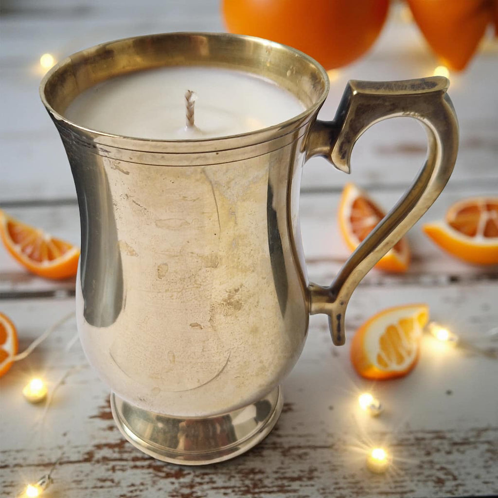 Repurposed Bronze Goblet Candle