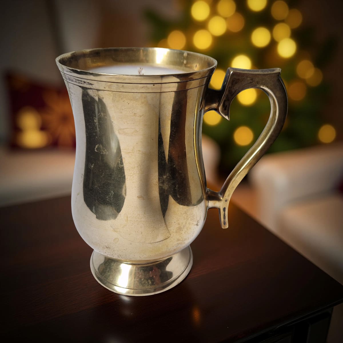 Repurposed Bronze Goblet Candle