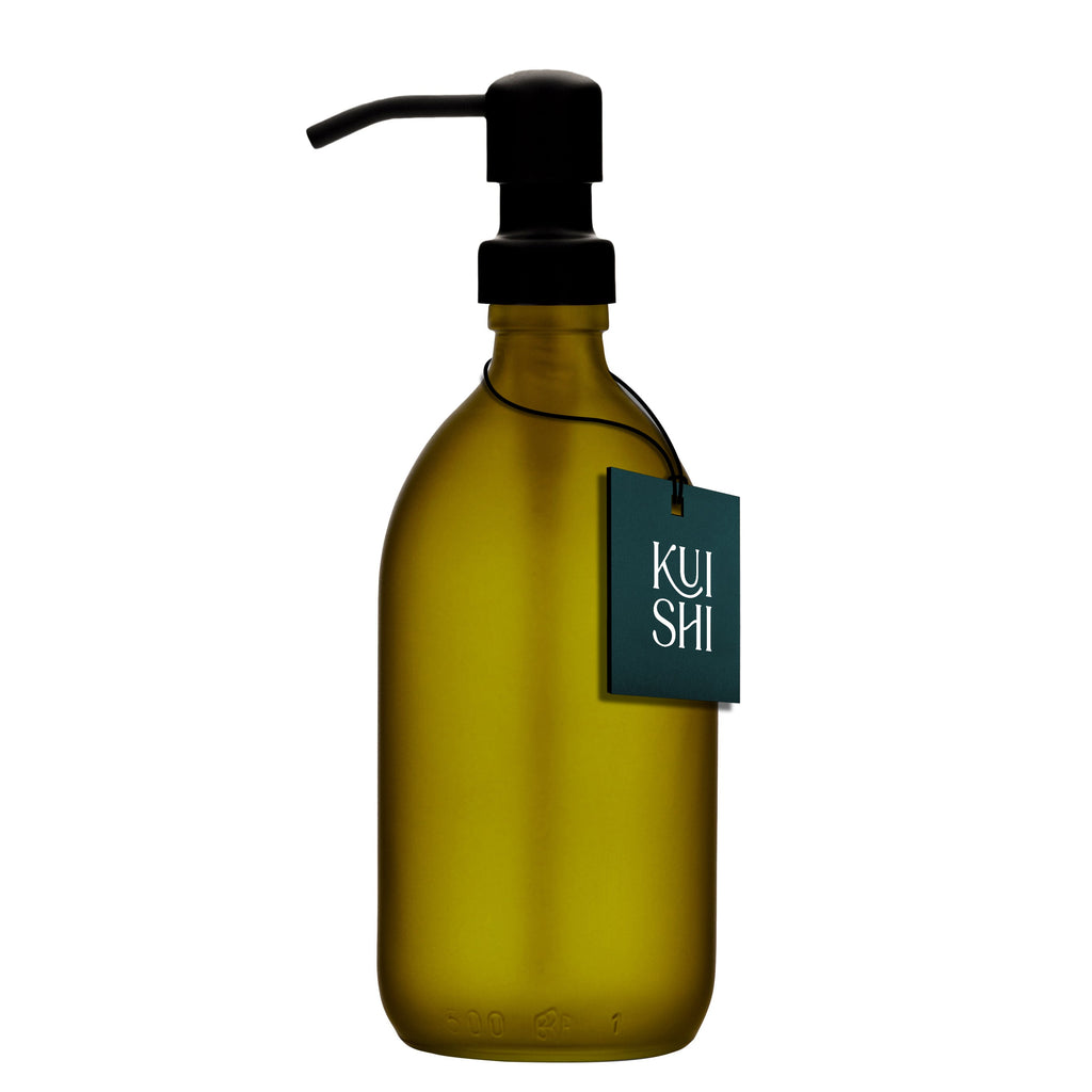 Green Glass Soap Dispenser with Stainless Steel Pump