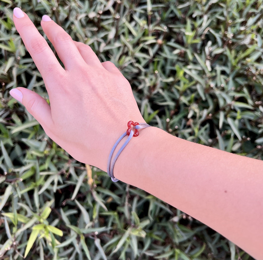Red Clover Cord Bracelet with Carnelian