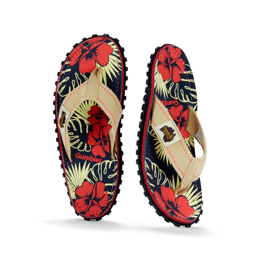 Women's Islander Flip Flops in Denim Hibiscus