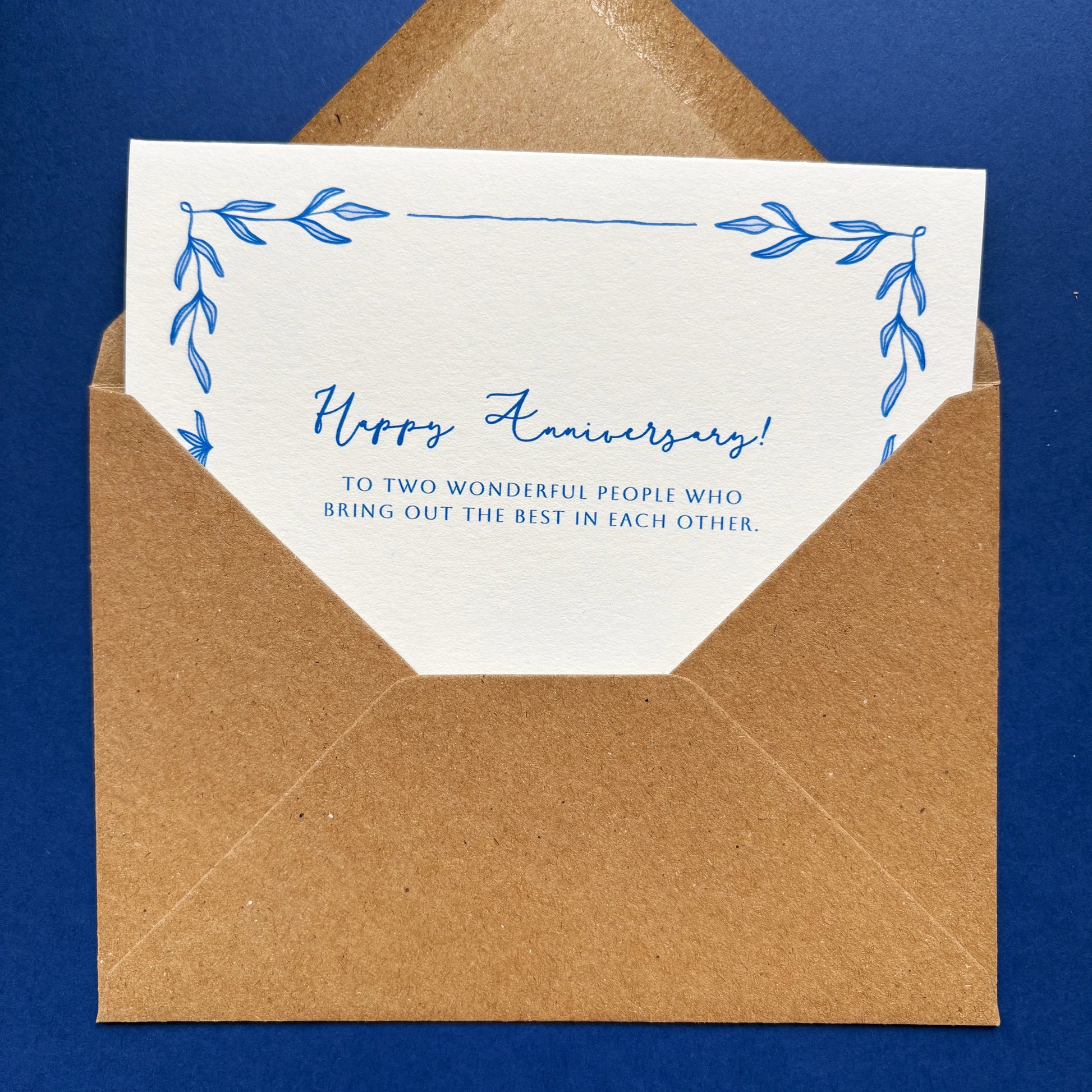 Hand Drawn Anniversary Card in Blue