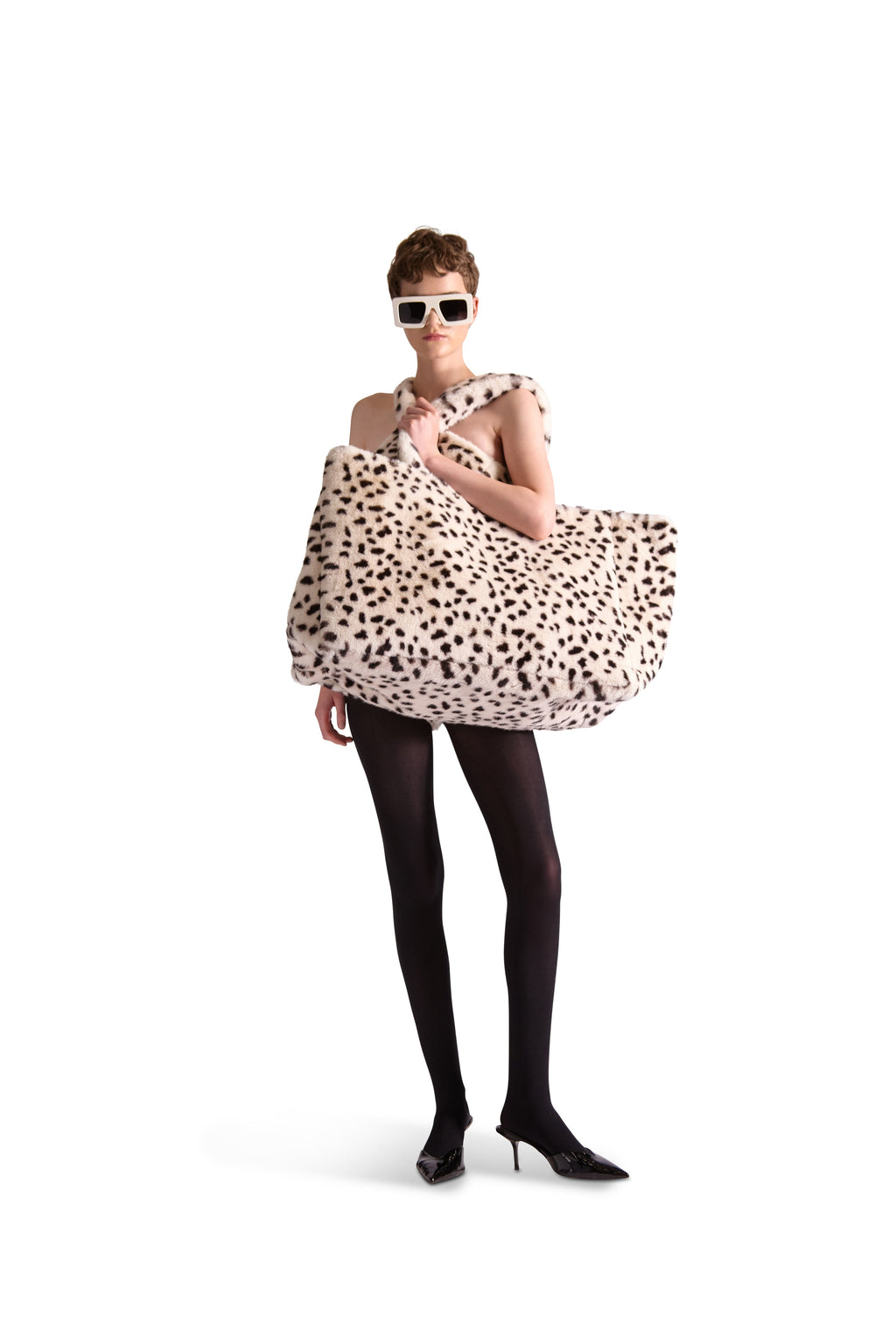 Animal Print Faux Fur Oversized Shoulder Bag