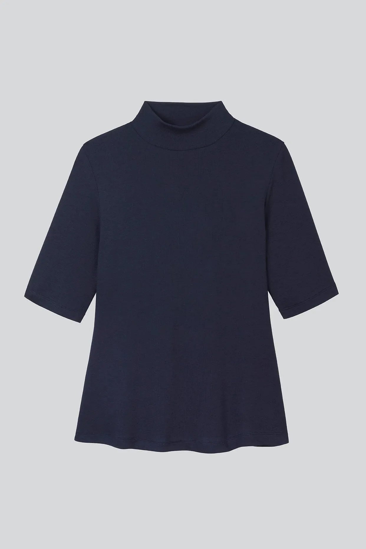 Mock Neck Micro Modal Top with Ribbed Half Sleeve
