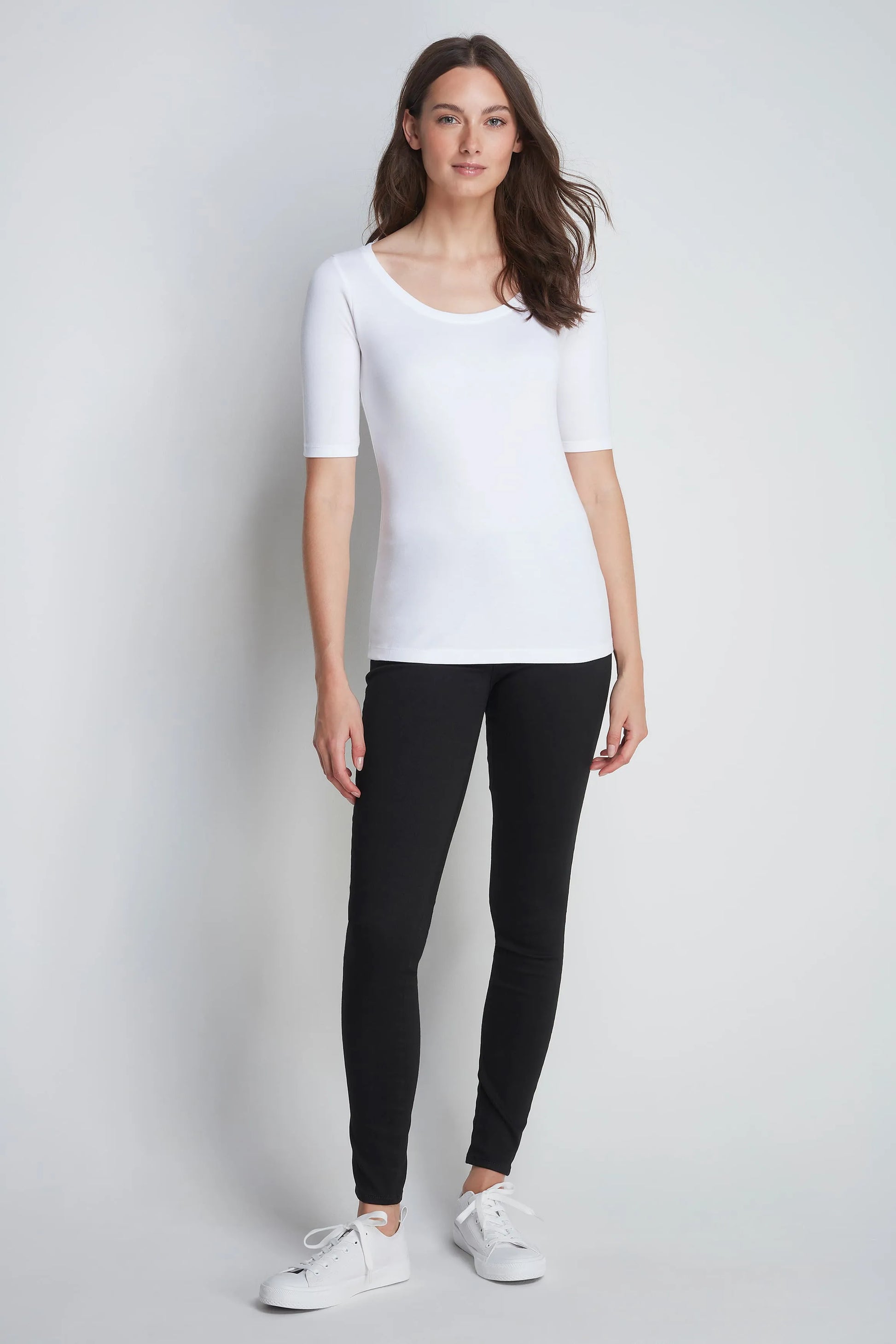 Women's Half Sleeve Scoop Neck Cotton Modal Blend T-Shirt