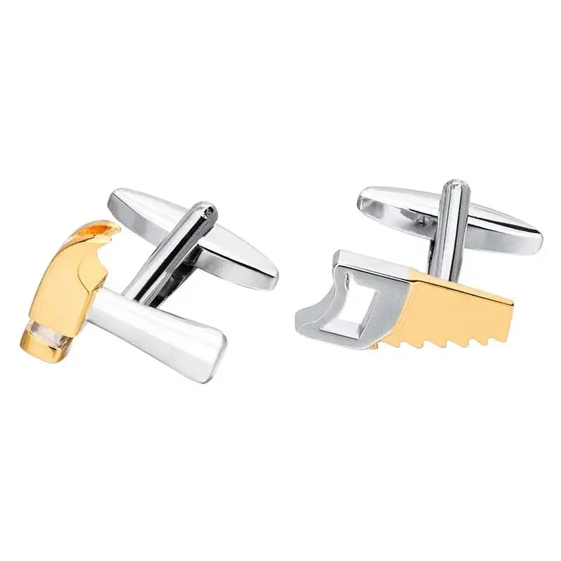 Hammer and Saw Cufflinks in Gold and Silver