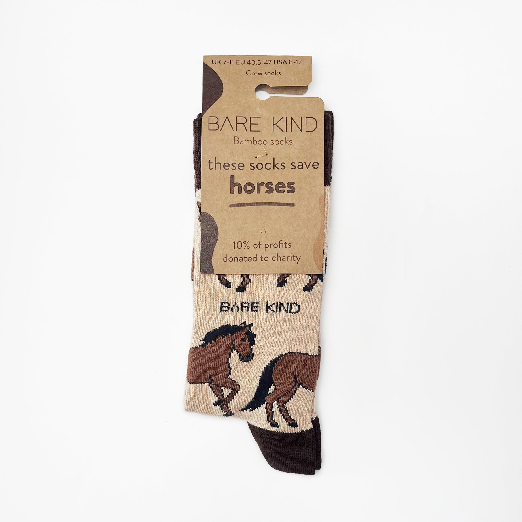 Save the Horses Bamboo Socks in Brown