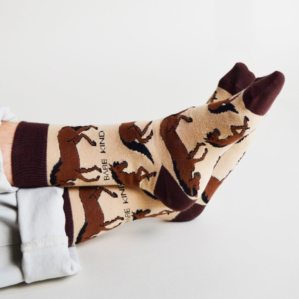 Save the Horses Bamboo Socks in Brown