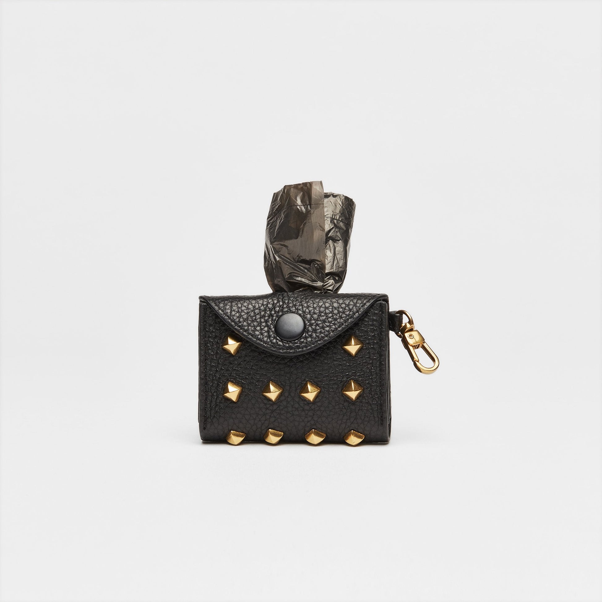 Golden Rivet Leather Pocket in Black
