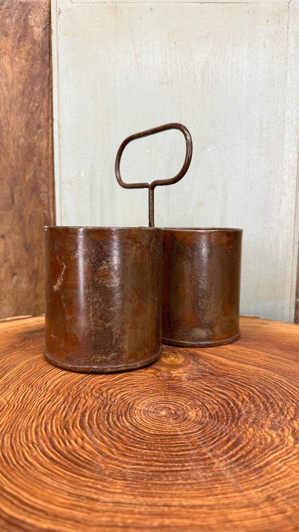 Vintage Double Pot Planter and Storage Tin